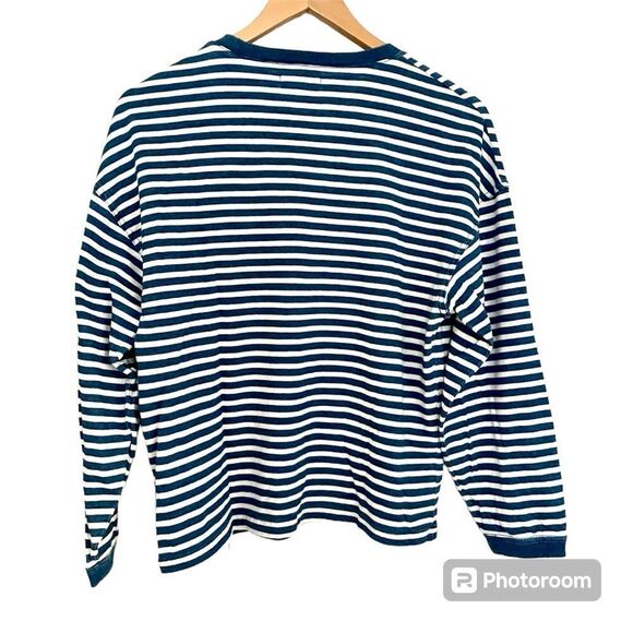 Madewell Easy Rugby Tee, Blue & White Striped - Picture 6 of 7